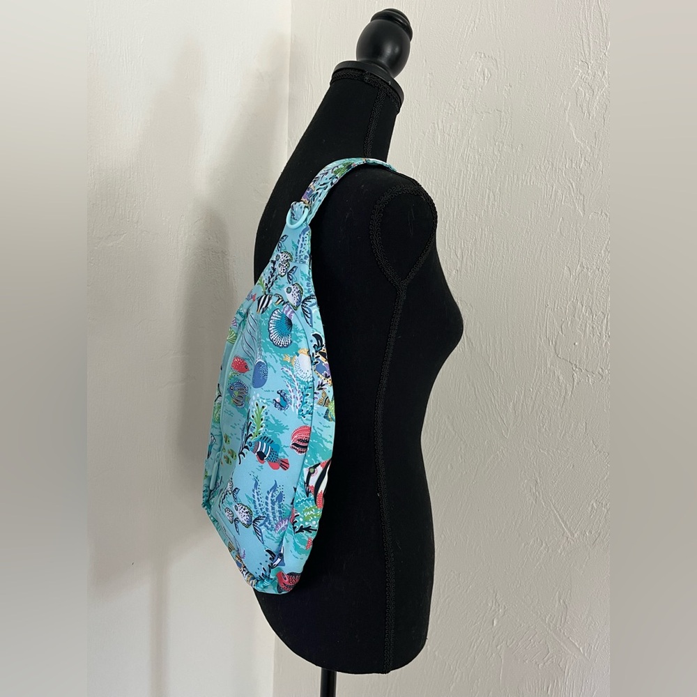 VERA BRADLEY ESSENTIAL SLING BACKPACK BAG ANTILLES TREASURE FISH Sea Ocean Aqua - Picture 7 of 16